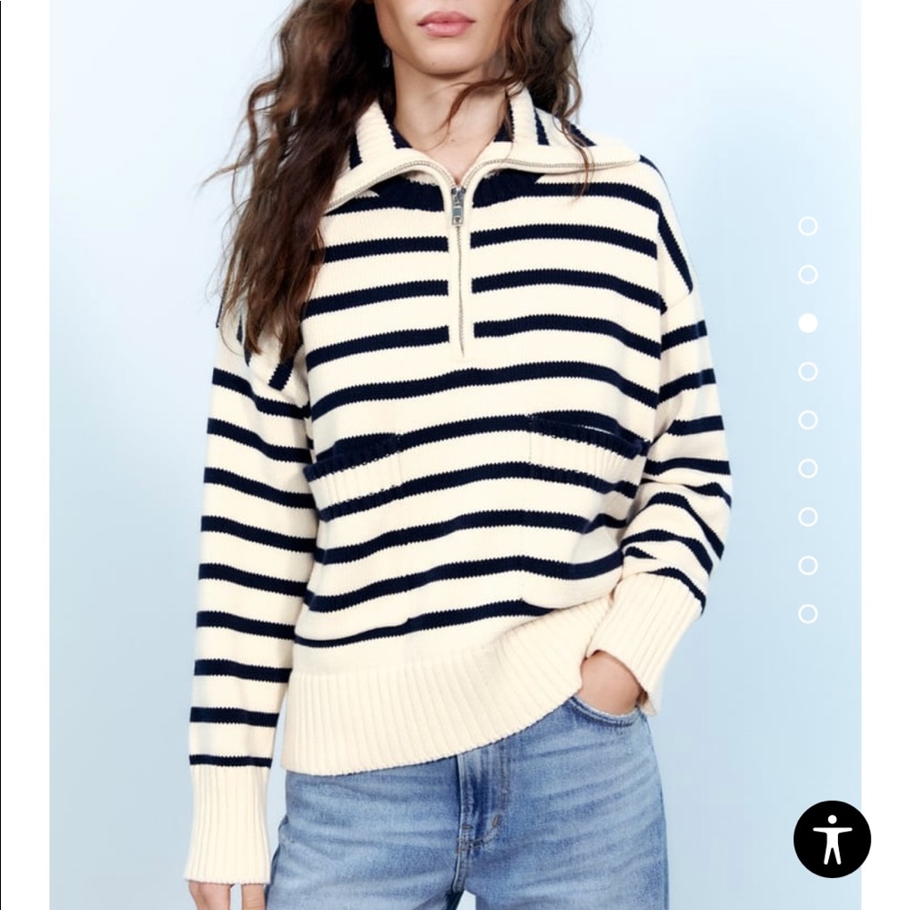 Zara zip striped sweater
